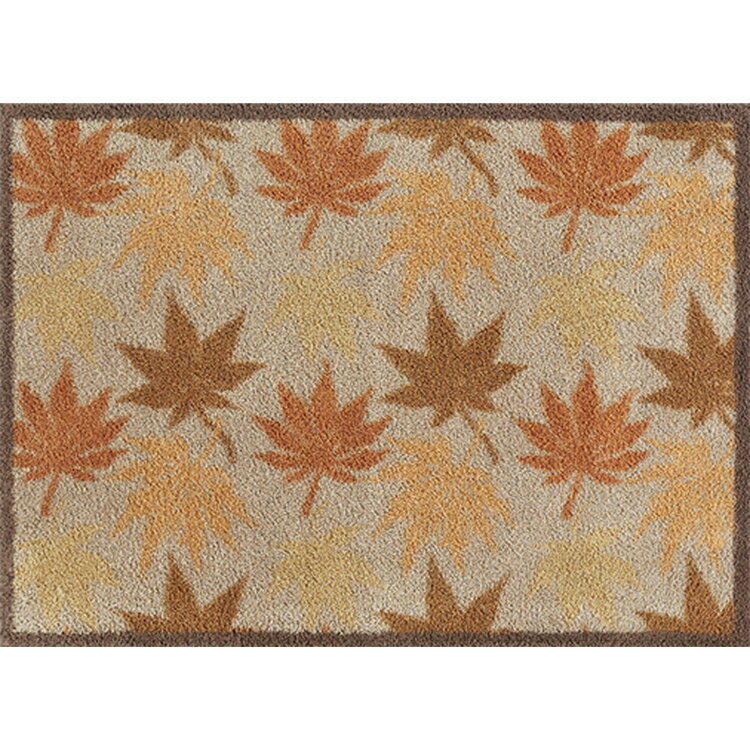 玄関マット Turtle Mat (タートルマット) RHS Maple Leaf 60×85cm｜屋外 室内 洗える かわいい おしゃれ 滑り止め 北欧 ナチュラル シンプル コットン クリーンテックス Kleen-Tex