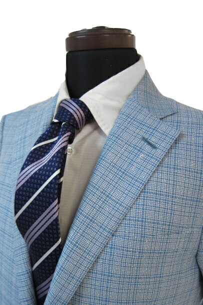 【半額 50％オフ】 ヒッキーフリーマン メンズ ジャケット サックスブルー チェック シルク カシミヤ A7 AB4 AB5 AB6 AB7 2l7