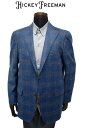 【半額 50%オフ】 ヒッキーフリーマン メンズ ジャケット シルク リネン グレンチェック ブルー 春夏物 A7 AB4 AB5 AB6 AB7 BB4 BB...