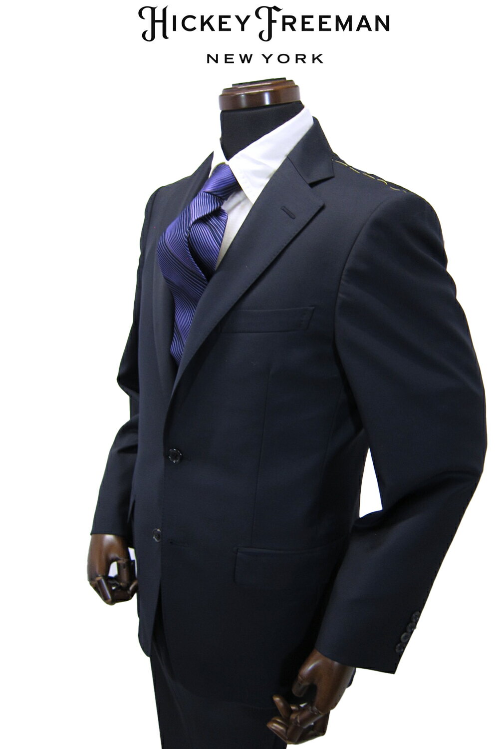 【半額 50％オフ】 ヒッキーフリーマン メンズ スーツ 春夏物 ネイビー 濃紺 無地 ノータック 軽量 日本製 AB BB メーカー正規品