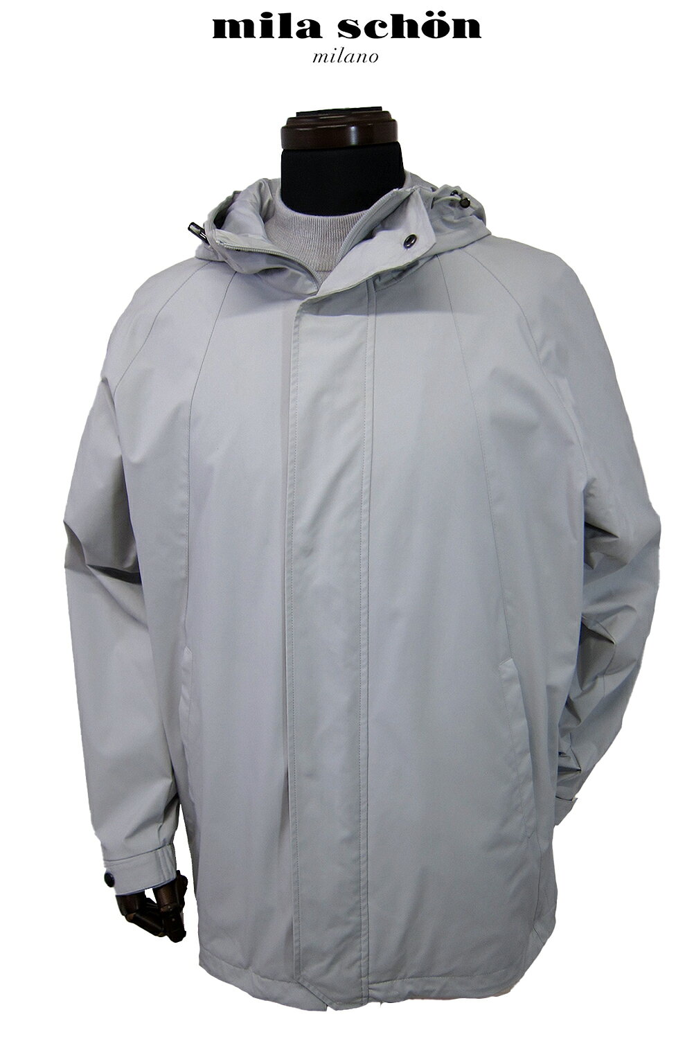 Rakuten - 只今ポイント5倍 ミラショーン コート 秋冬物 アノラック調　パーカー フード付き 撥水 UVカット 素材 無地 グレー 軽量 メーカー正規品