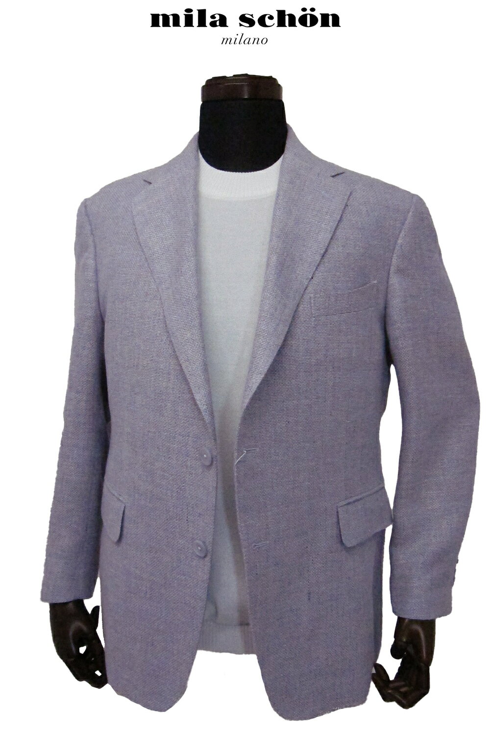 Rakuten - 只今ポイント5倍 ミラショーン ジャケット サマーツィード シルク コットン ウール混 マット織 光沢 パープル 無地 イタリア フェルラ社素材 カジュアル 軽量 日本製 メーカー正規品
