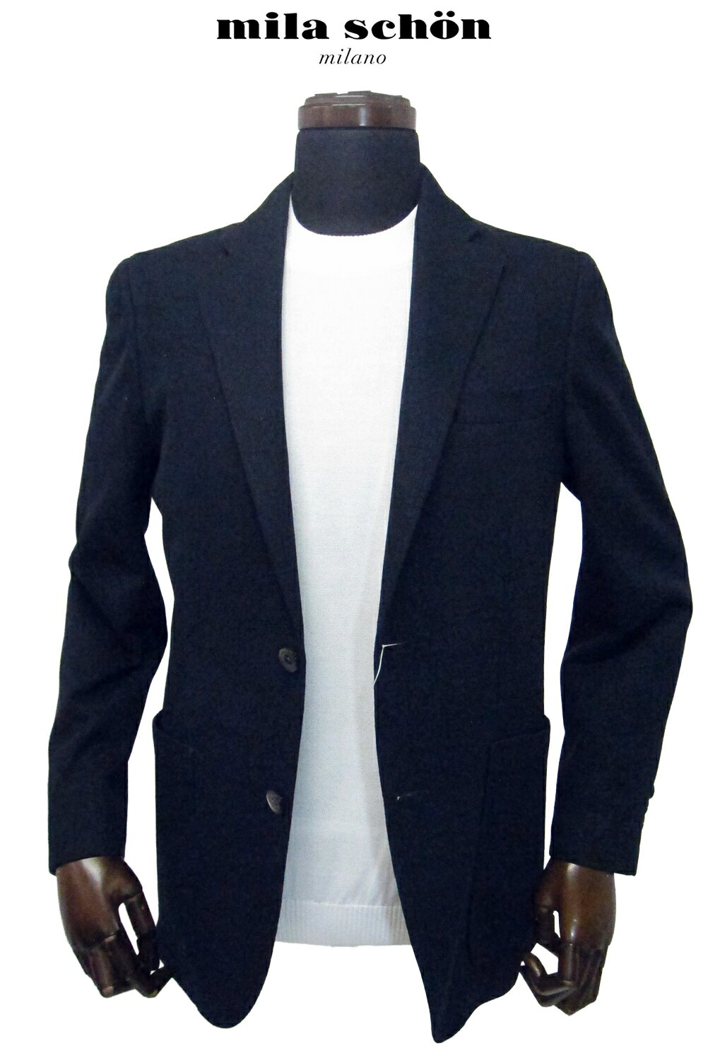 Linen, Hemp - 只今ポイント5倍 ミラショーン ジャケット ニットジャージ 素材 ネイビー 織ストライプ ストレッチ 無地 カジュア ビジネス 軽量 清涼 日本製 メーカー正規品