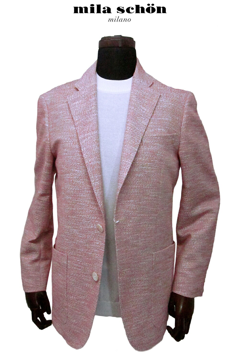 Rakuten - 只今ポイント5倍 ミラショーン ジャケット ピュア コットン ニット ジャージ素材 ピンク スラブ織 無地 カジュア ビジネス 軽量 清涼 日本製 メーカー正規品