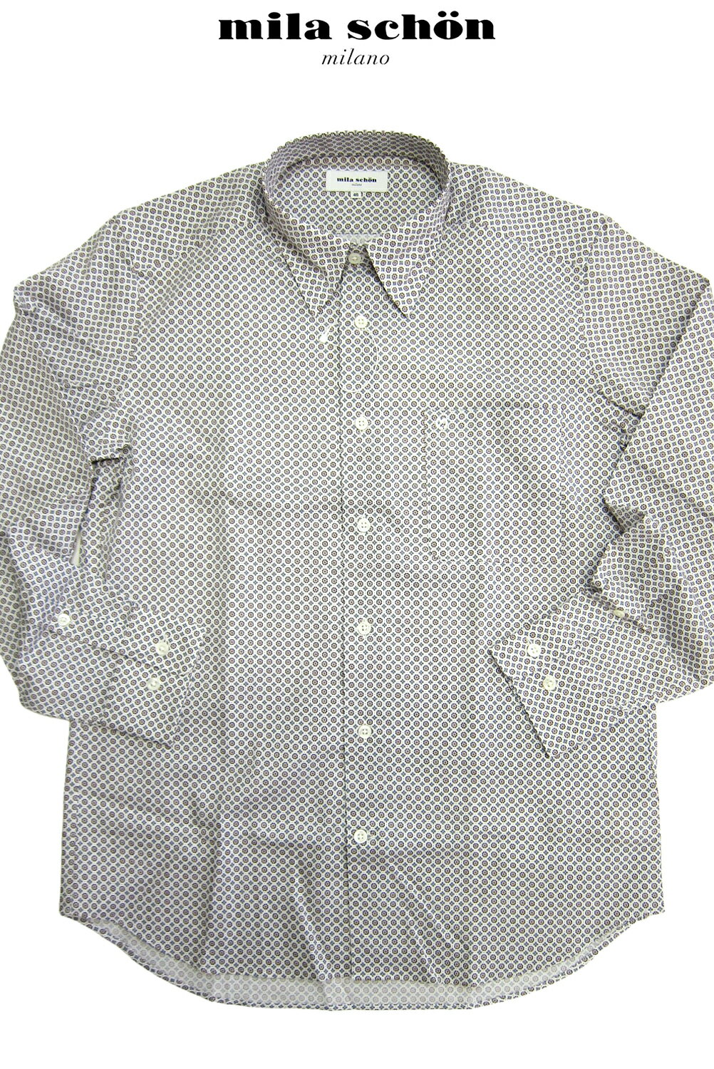 mila sehon ミラーショーン 長袖シャツ CUSTOME MADE DAIMARU ドット コットン ネイビー ヴィンテージ 衣B ネ ミラショーン 長袖シャツの通販