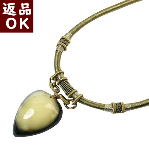 樂天商城 - ＼最大30％OFFクーポン／琥珀 ネックレス グリーンアンバー組紐 42cm バルト産 琥珀屋 送料無料 ハンドメイド 手作り パワーストーン 天然石 No 24