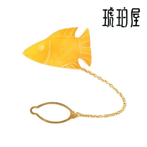 琥珀 ネクタイピン ラペルピン タイタック ロイヤルアンバー 乳白琥珀 魚 メンズ 男性用 バルト産 メール便送料無料 琥珀屋 ハンドメイド 手作り パワーストーン 天然石 動物 No 2204 ギフト