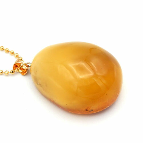 ＼3月3日まで臨時休業中／琥珀 ペンダントトップ ネックレス ロイヤルアンバー ミルキー 乳白琥珀 マットバルト産 雫型 ティアドロップ カボション マーブル 透明 クリア K18 チェーン別売り 一点物 琥珀屋 No 2953 送料無料 天然石