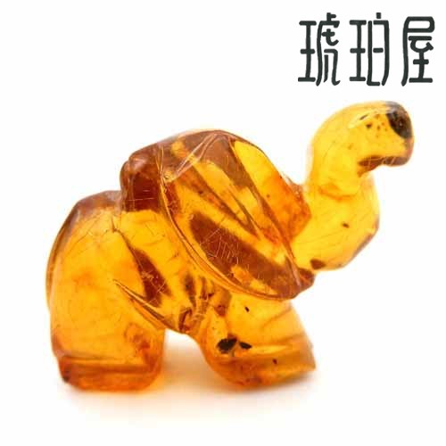 琥珀 置物 象 エレファント 彫刻 人形 ミニチュア フィギア イエローアンバー ハニー バルト産 動物 アニマル雑貨 ラッキーアイテム 幸運 財運 子宝 一点...