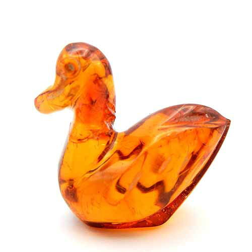 琥珀 置物 アヒル 鳥 彫刻 人形 ミニチュア フィギア イエローアンバー ハニー バ...