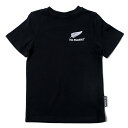 ニュージーランド オールブラックス キッズ Tシャツ 120 90 半袖クラシックTシャツ オフィシャルライセンス子供服 ブラック ロゴ入り シンプル 子供用