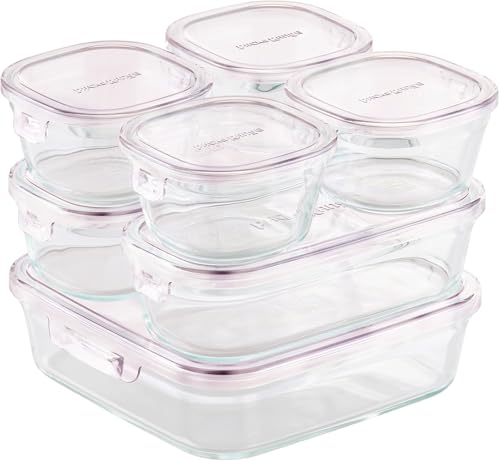 iwaki(イワキ) 耐熱ガラス 保存容器 シアーローズ 7個セット パックレンジ F-PRN7-P