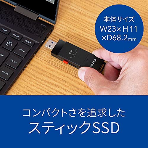 バッファロー SSD 外付け 1.0TB USB3.2 Gen2 読込速度600MB/秒 PS5/PS4メーカー動作確認済 コンパクト 小型 Type-Cアダプター付属 ブラック iPhone 16 / 16 pro 動作確認済み SSD-SC