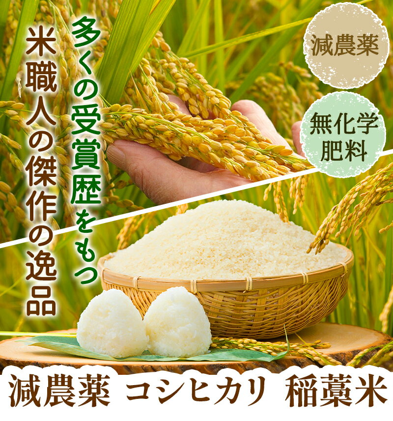 コシヒカリ「稲藁米」2kg令和5年福井県産減農薬（農薬使用量5割以上削減）・無化学肥料栽培特別栽培米 送料無料米・食味鑑定士認定米 2