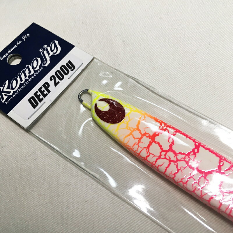 KOMOJIG DEEP 200g ピンクグラデーションホワイトクラック　コモジグディープ/オリジナルメタルジグ/ルアー/釣具/即納[メール便:ゆうパケット対応]