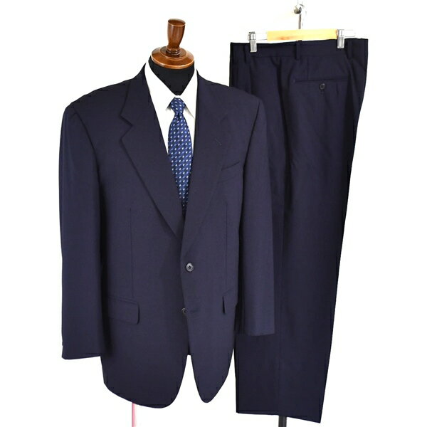 【送料無料】5TC018】devon homme 2つボタン シングル スーツ AB7 / L ダークネイビー 袖口3つ釦 ツータック 日本製 春夏秋対応 6772115【中古】【メンズビジネス】202503