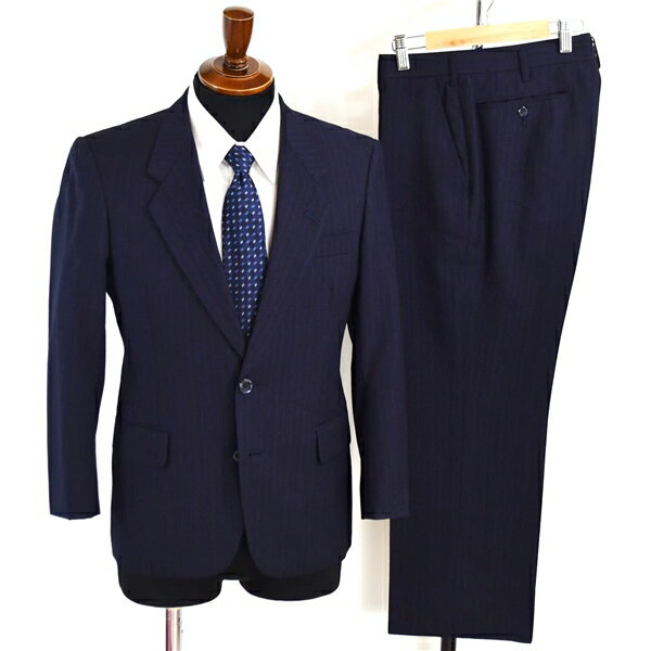 WEST CHESTER 2ボタン シングルスーツ S Y3 ダークネイビー ストライプ ノータック 極 定番 人気 C-SA-9202 夏物 春夏 薄手 5XC056 【送料無料】【中古】【メンズビジネス】202503