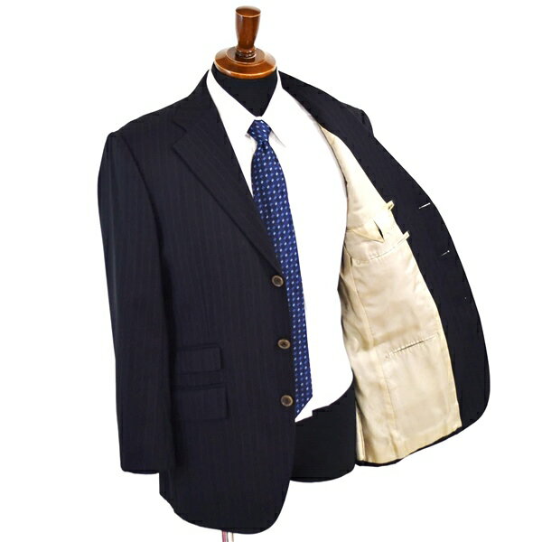 ポールスチュアート 3ボタン シングルスーツ M A5 ブラック ストライプ 極 定番 人気 通勤 営業 40DO6-321-29 合物 春秋 5XC088 【送料無料】【中古】【メンズビジネス】202503