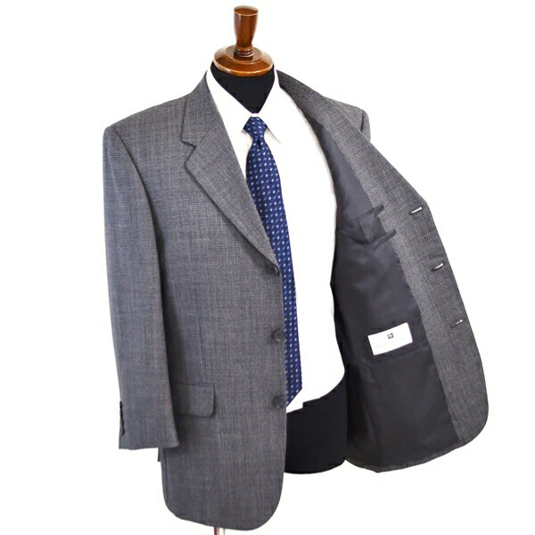 【送料無料】5XD007】PIERRE.BALMAIN WACO KYOTO 3つボタン シングルスーツ L A6 ダークグレー 千鳥格子 ストライプ 極 定番 人気 98 合物 春秋 【中古】【メンズビジネス】202504