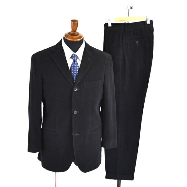 valente コットン100％ 3つボタン シングル スーツ S / Y4 ブラック 袖口4つ釦 ノータック ブラック 秋冬対応 T223594 5TE007 【送料無..
