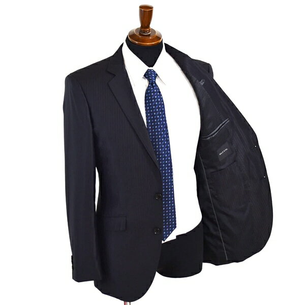 【送料無料】5XE012】MALE & Co. 2つボタン シングルスーツ M Y6 ブラック ストライプ ノータック 極 定番 人気 通勤 営業 RCI-21018 夏物 春夏 薄手 【中古】【メンズビジネス】202505