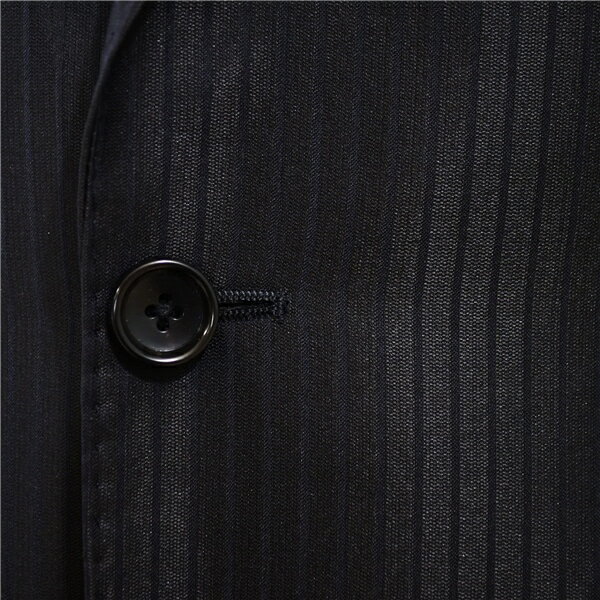 【送料無料】5XE012】MALE & Co. 2つボタン シングルスーツ M Y6 ブラック ストライプ ノータック 極 定番 人気 通勤 営業 RCI-21018 夏物 春夏 薄手 【中古】【メンズビジネス】202505