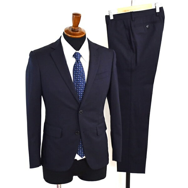 美品 ユニバーサルランゲージ 2つボタン シングルスーツ S YA3 ダークネイビー ノータック 極 定番 人..