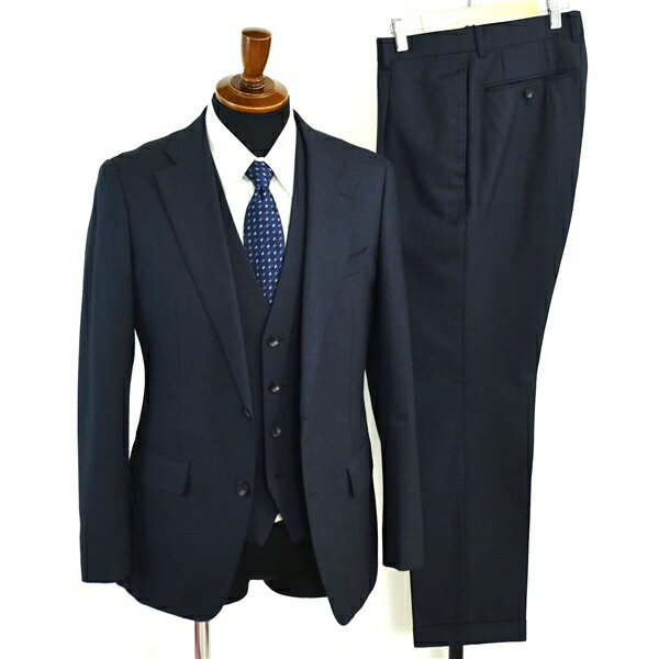 【美品】スーツセレクト☆XL相当　ネイビー　スリピース　セットアップ　A6 SUIT SELECT スーツセレクト レギュラーフィットスリーピース