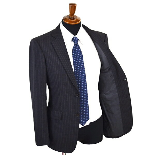 【送料無料】5XF074】BEAMS 2つボタン シングルスーツ M A6 ダークグレー ストライプ ノータック 極 定番 人気 ビームス IG029S14B 夏物 春夏 薄手 【中古】【メンズビジネス】202505