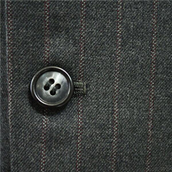 【10％OFF】5XF095】BLAU 3ピース 2つボタン シングルスーツ S Y3 ダークグレー ストライプ ノータック 合物 305244 小さめサイズ 袖丈短め 肩幅狭め 【スーパーSALE】【送料無料】【中古】【メンズビジネス】【あす楽】202506