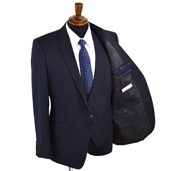 【10％OFF】5XG082】renoma HOMME 3ピース 2つボタン シングルスーツ L AB6 ダークネイビー ストライプ ノータック 極 定番 164061-88 合物 春秋 【スーパーSALE】【送料無料】【中古】【メンズビジネス】202507