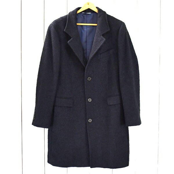 ★【LANVIN ランバン】『シングルチェスターコート』ネイビー／メンズ ☆【LANVIN ランバン】『シングルチェスターコート』ネイビー
