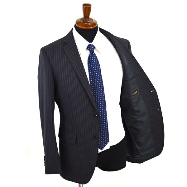 スーツカンパニー FILO D'ORO 2つボタン シングルスーツ M A6 ダークグレー ストライプ ノータック HJT133 夏物 春夏 薄手 5XH015 【送料無料】【中古】【メンズビジネス】202508