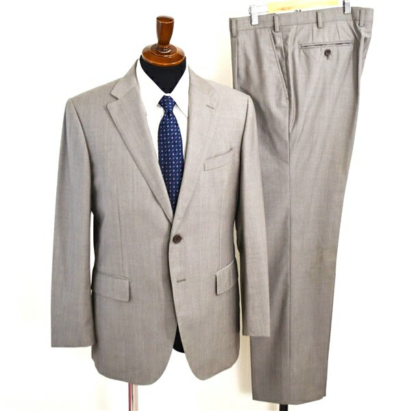 【25％OFF】JEAN RENO 伊製 REDA Super110's生地 2つボタン シングルスーツ M AB6 ライトグレー ストライプ ノータック 482S411 夏物 春夏 5XH024 【スーパーSALE】【送料無料】【中古】【メンズビジネス】202508