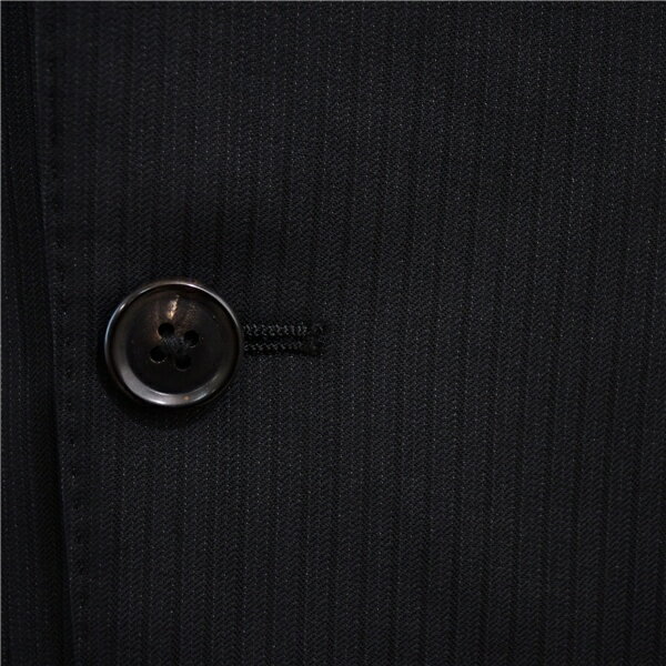 Jプレス 2つボタン シングルスーツ M A6 ブラック ストライプ ノータック 袖口4つ釦 J.PRESS SR-OV-YW-0325 合物 春秋 5XH034 【送料無料】【中古】【メンズビジネス】202508