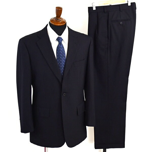 Jプレス 段返り 3つボタン シングルスーツ M YA6 ブラック ストライプ 袖口4つ釦 開き見せ J.PRESS SR-OV-SW-0215 合物 春秋 5XH052 【中古】【メンズビジネス】202508