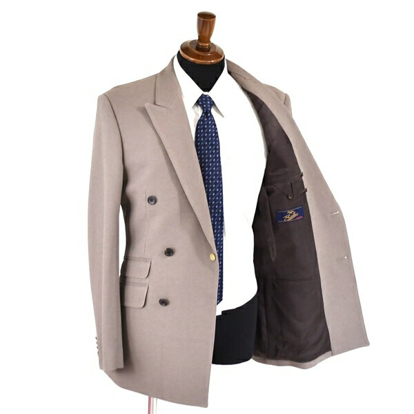 フェリアーレベッロ FERIARE BELLO 6つボタン ダブル スーツ A7 / L グレージュ 袖口4つ釦 本切羽 ノータック 57820-71 / 5TI047【中古】【メンズビジネス】202509