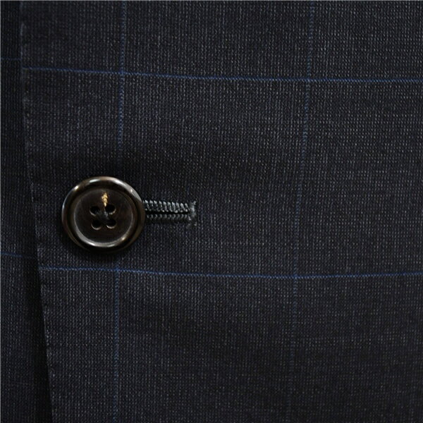 POLO ラルフローレン 3ピース 段返り 3つボタン シングルスーツ M A5 ダークネイビー ウインドペン 袖口4つ釦 開き見せ 合物 春秋 5XJ003 【送料無料】【中古】【メンズビジネス】202510