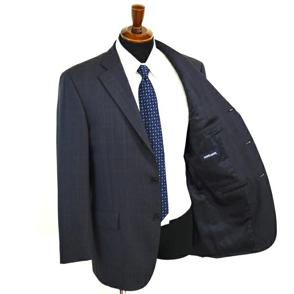 ニューヨーカー 段返り 3つボタン シングルスーツ M AB6 ダークグレー ウインドペン 袖口4つ釦 開き見せ 11-06-2106-70-46 春夏 5XJ073 【送料無料】【中古】【メンズビジネス】202510