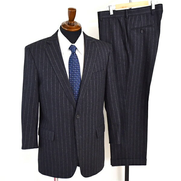 美品 ブルックスブラザーズ 伊製生地 2つボタン シングルスーツ M A5 ダークグレー ストライプ ノータック 6273-001ND018A 冬物 秋冬 4XK051 【送料無料】【中古】【メンズビジネス】202411