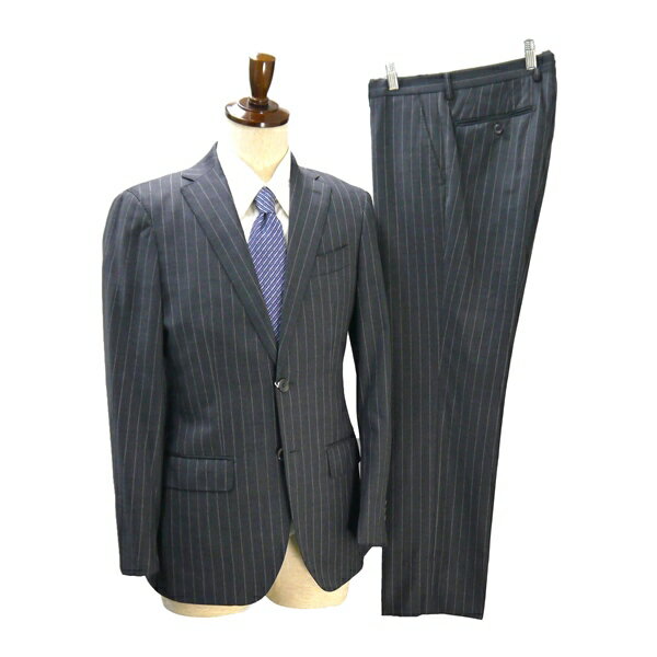 【送料無料】4NH047】BEAMS HEART Martin Sons&Co. 2つボタン シングルスーツ YA6 M ダークグレー ストライプ ノータック 春秋冬 41-17-0027-819【中古】【メンズビジネス】202408