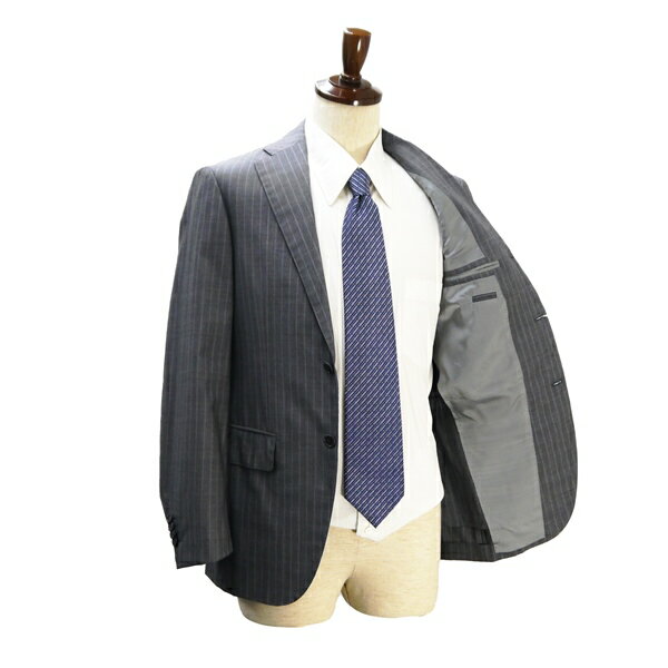 【送料無料】4NH047】BEAMS HEART Martin Sons&Co. 2つボタン シングルスーツ YA6 M ダークグレー ストライプ ノータック 春秋冬 41-17-0027-819【中古】【メンズビジネス】202408