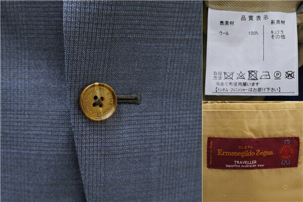 【送料無料】4NJ006】Ermenegildo Zegna 2つボタン シングルスーツ Y6 M 青みがかったダークネイビー グレンチェック 春秋 合物 9663403【中古】【メンズビジネス】202410