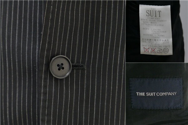 【50％OFF】4NJ008】THE SUIT COMPANY 2つボタン シングルスーツ Y6 M ダークグレー 暗灰色 ストライプ ノータック 本切羽 春夏 0629871【スーパーSALE】【送料無料】【中古】【メンズビジネス】202410
