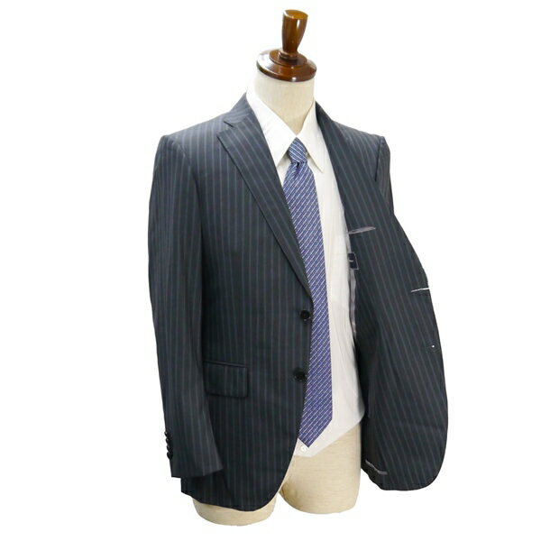 【送料無料】4NL001】THE SUIT COMPANY ALPE SOLIVO 2つボタン シングルスーツ Y5 M ダークグレー ストライプ ノータック 本切羽 春夏 192102 【中古】【メンズビジネス】202412