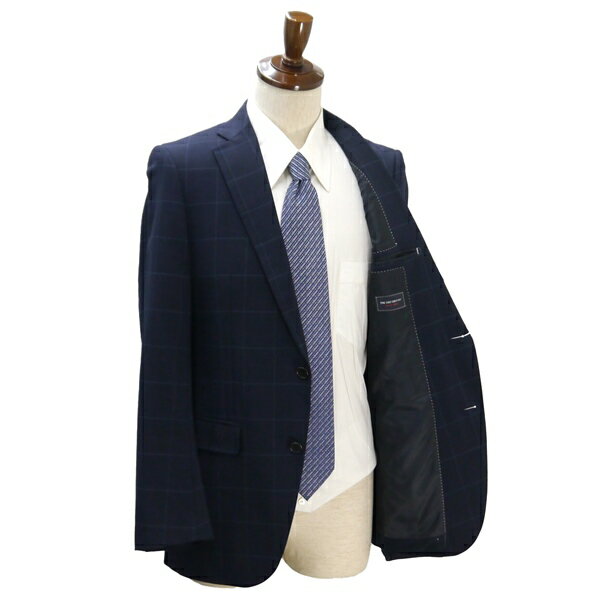 【送料無料】4NL008】THE SUIT COMPANY 2つボタン シングルスーツ Y7 L ダークネイビー ウインドペン 本切羽 WASHABLE ストレッチ 春夏 142134 【中古】【メンズビジネス】202412