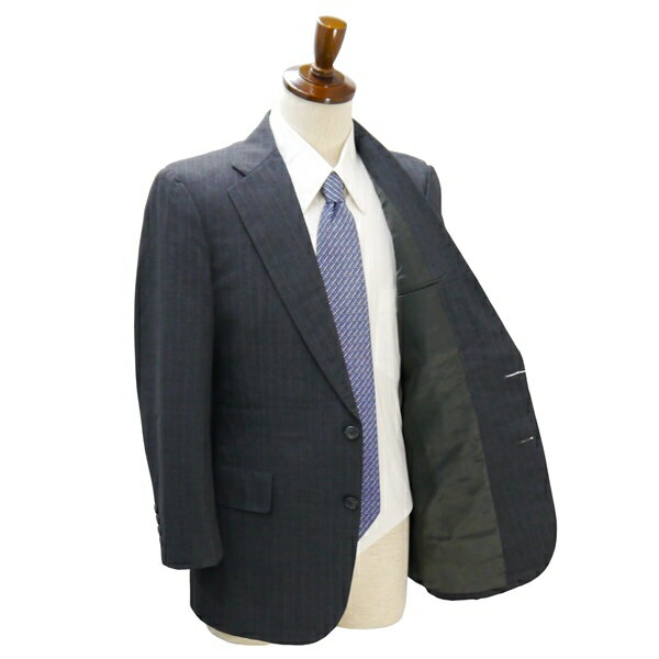 【送料無料】4NL107】BROOKS BROTHERS BROOKSGATE 2つボタン シングルスーツ A5 M ダークグレー 暗灰色 ストライプ ツータック 春夏 BBS2624 【中古】【メンズビジネス】202412