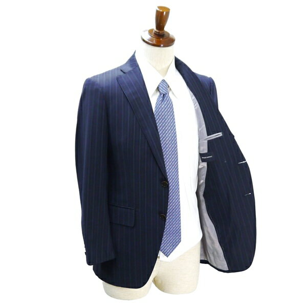 【送料無料】4NL113】THE SUIT COMPANY ALPE SOLIVO 2つボタン シングルスーツ A4 S ダークネイビー ストライプ ノータック 本切羽 春秋冬 176112 【中古】【メンズビジネス】202412