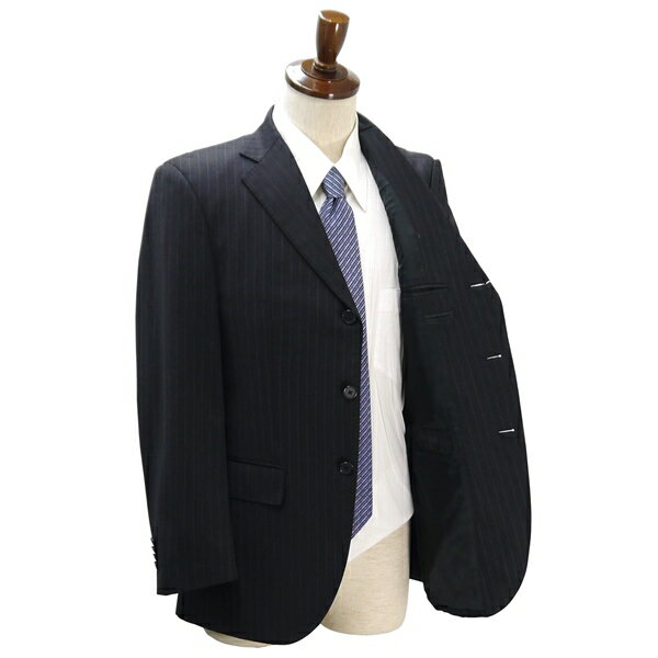 【送料無料】5NA013】TEIJIN MEN'S SHOP 3つボタン シングルスーツ A5 M ダークグレー 暗灰色 ストライプ ワンタック 春秋冬 9501415887 【中古】【メンズビジネス】202501