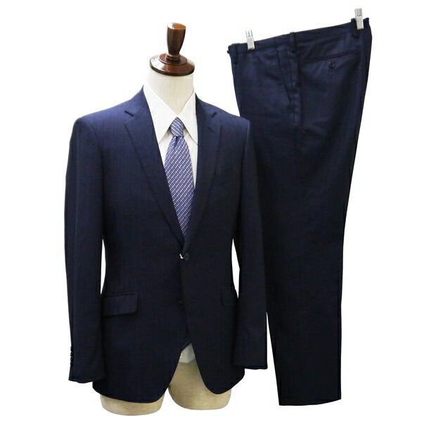 【50％OFF】5NA056】THE SUIT COMPANY 2つボタン シングルスーツ YA6 M ダークネイビー ストライプ ストレッチ 本切羽 春秋 合物 COZ77714 【スーパーSALE】【送料無料】【中古】【メンズビジネス】202501